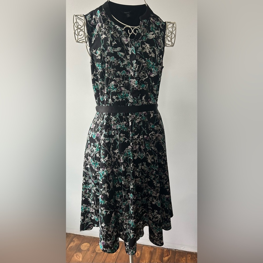 Floral Black and Teal Dress